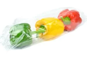 Fresh prepacked paprika peppers sealed in a vacuum sealed bag