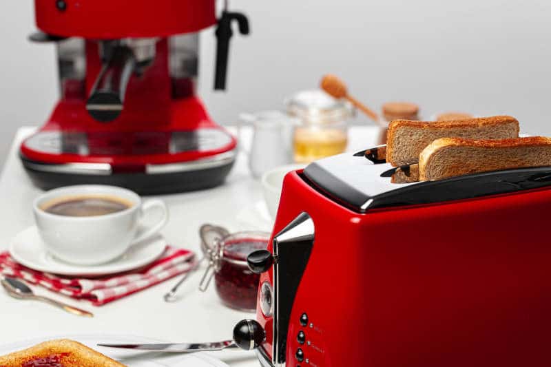 Couple of prepared toasts in a toaster