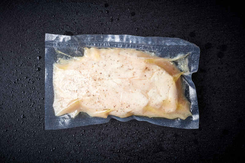 Chicken breast vacuum sealed ready for sous vide cooking