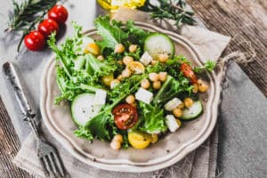 Fresh healthy salad with chickpea