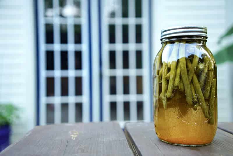 Canned Green Beans on a table