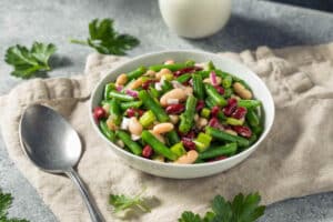 Homemade Organic Three Bean Salad with Green Kidney and Cannellini