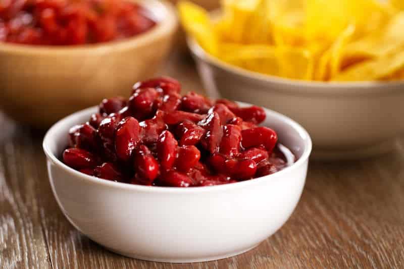 Vegetarian chili with red beans on a plate