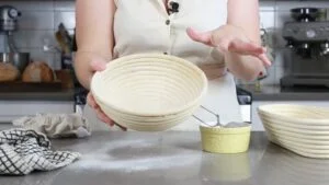 Showing how to use a bread proofing basket